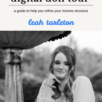 Book cover of 'digital doll tour' by Leah Tanleton with a black and white photo of a woman.