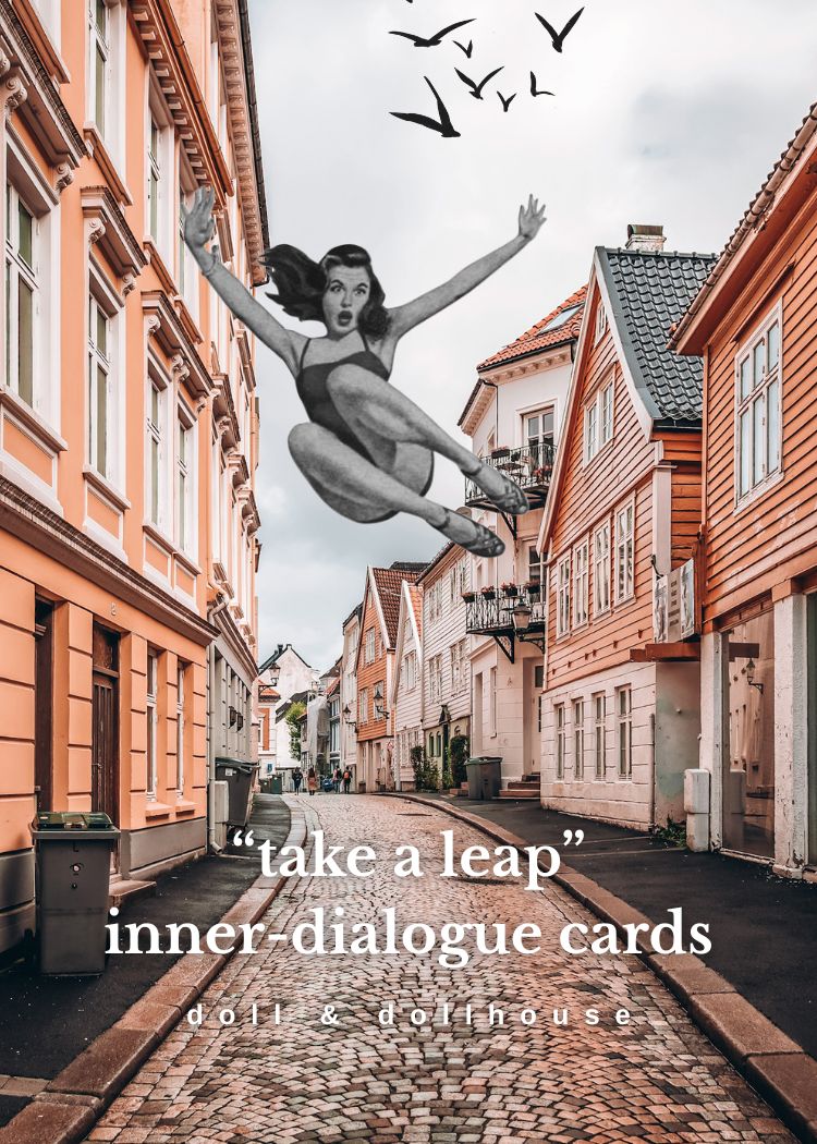 Street scene with a person leaping in the air, overlaid with text &
