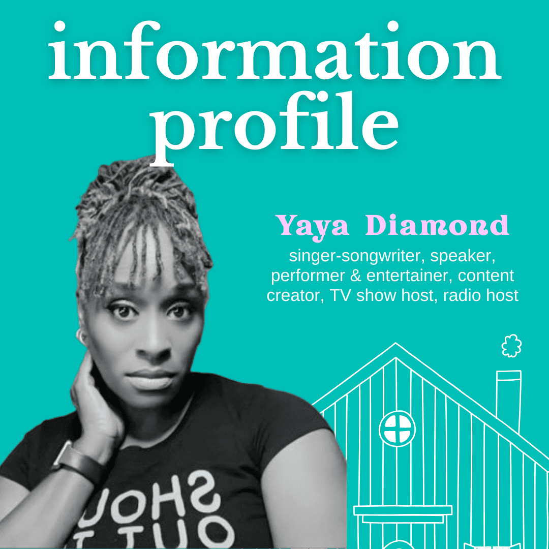 Book cover with a person and text about Yaya Diamond on a teal background